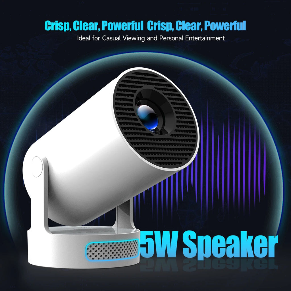 HY300 Pro Portable Projector – White, EU Plug