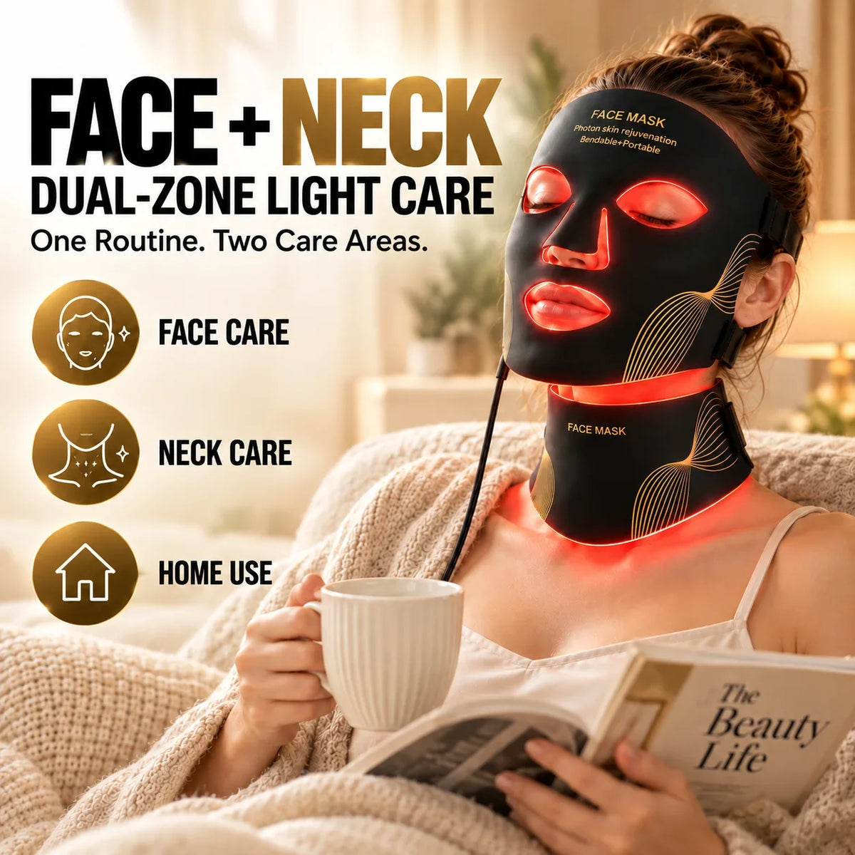 LED Face & Neck Mask – Black
