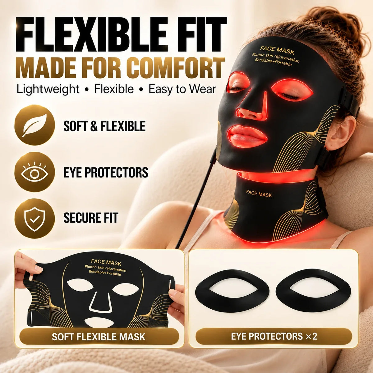LED Face & Neck Mask – Black