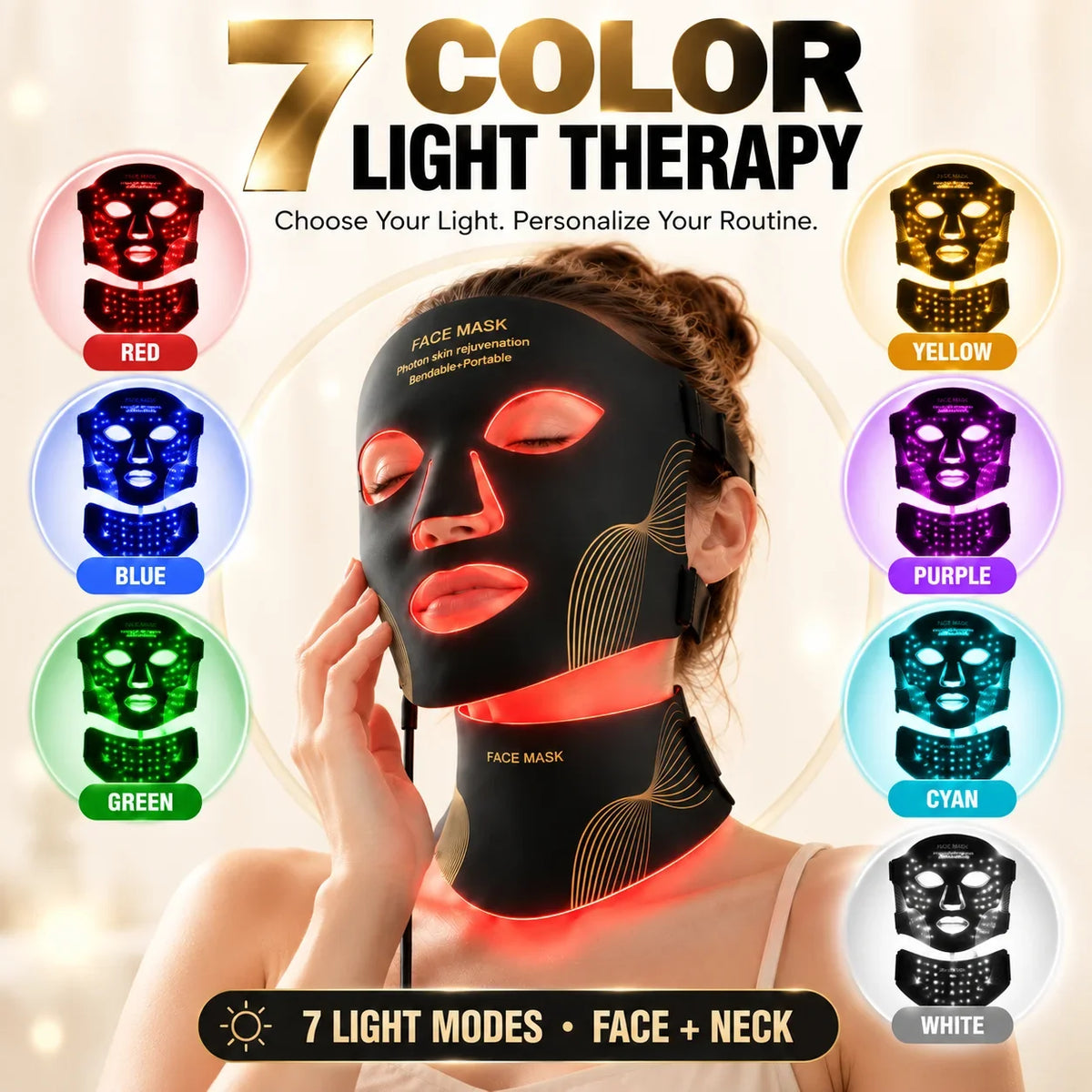 LED Face & Neck Mask – Black
