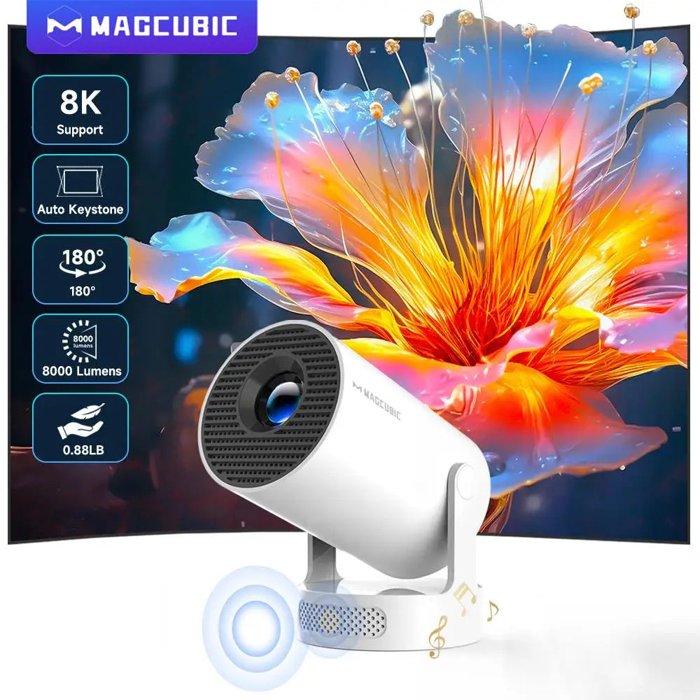 HY300 Pro Portable Projector – White, EU Plug
