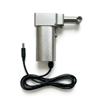 Silver handheld dreadlock styling machine with attached black cable on a white background